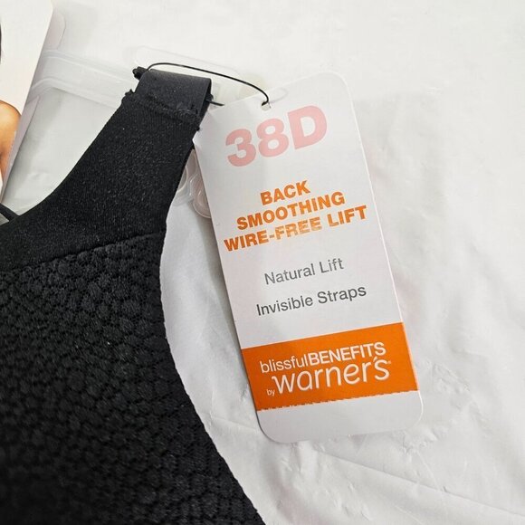 Warner’s Blissful Benefits Wire-Free Back Smoothing Natural Lift Bra - Size 38D - Picture 9 of 11
